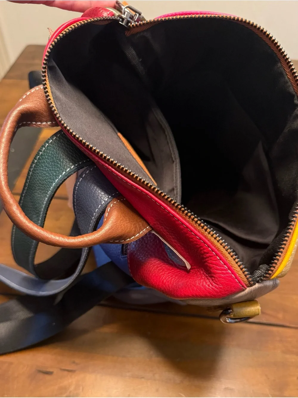 Colorblock Leather Backpack - Picture 6 of 6